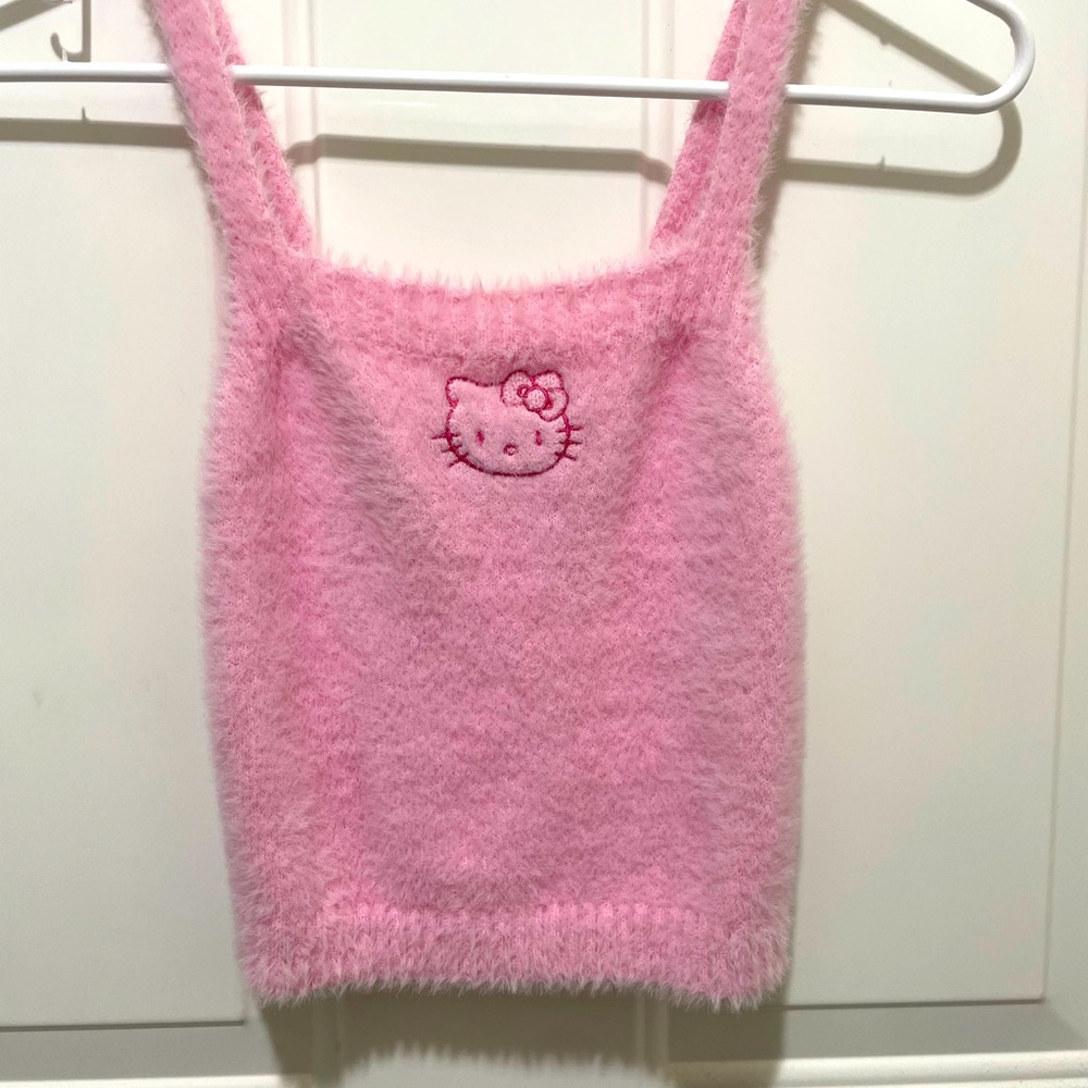 Pink fluffy Sanrio Hello Kitty tank top